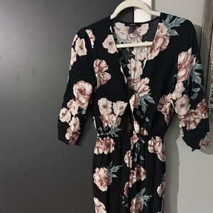 Forever 21 Floral Jumpsuit - Black and Pink